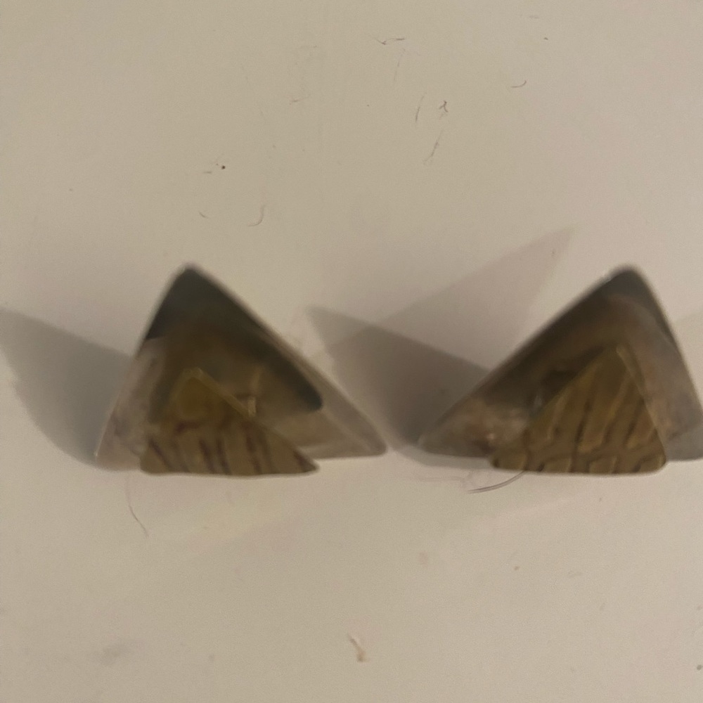 Silver “Bilevel” Triangular Earrings - image 2